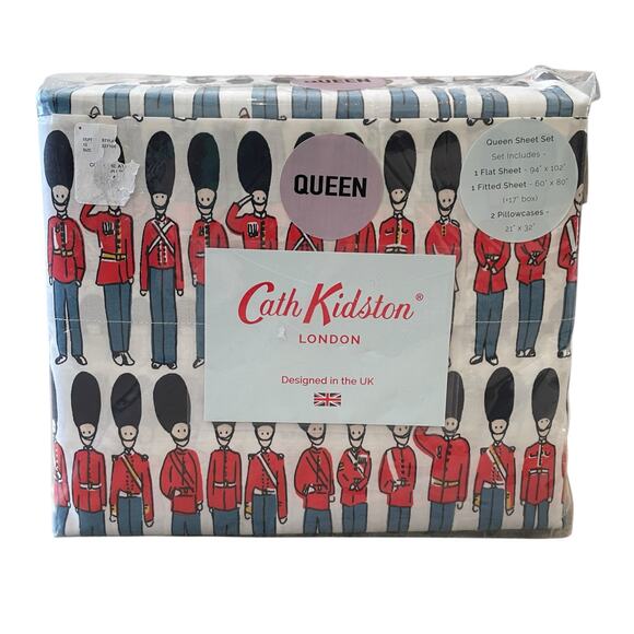 Cath Kidston London Guards Soldiers Christmas Nutcracker QUEEN Sheet Set 4 pc - Picture 9 of 16